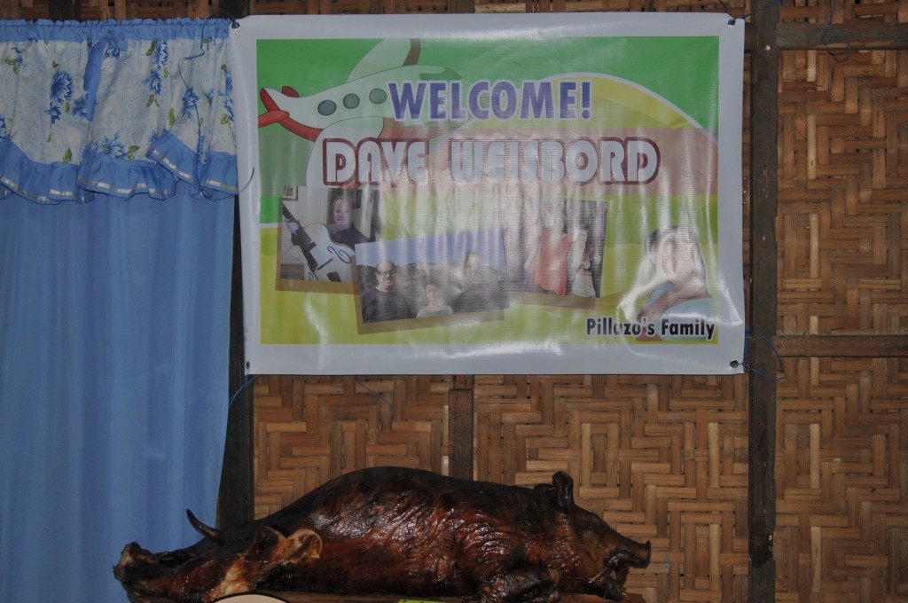 Lechon anyone? The sign was made to welcome me the 1st time I visited Janet's family.