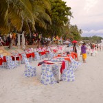 Setting up Dinner at Alona Beach