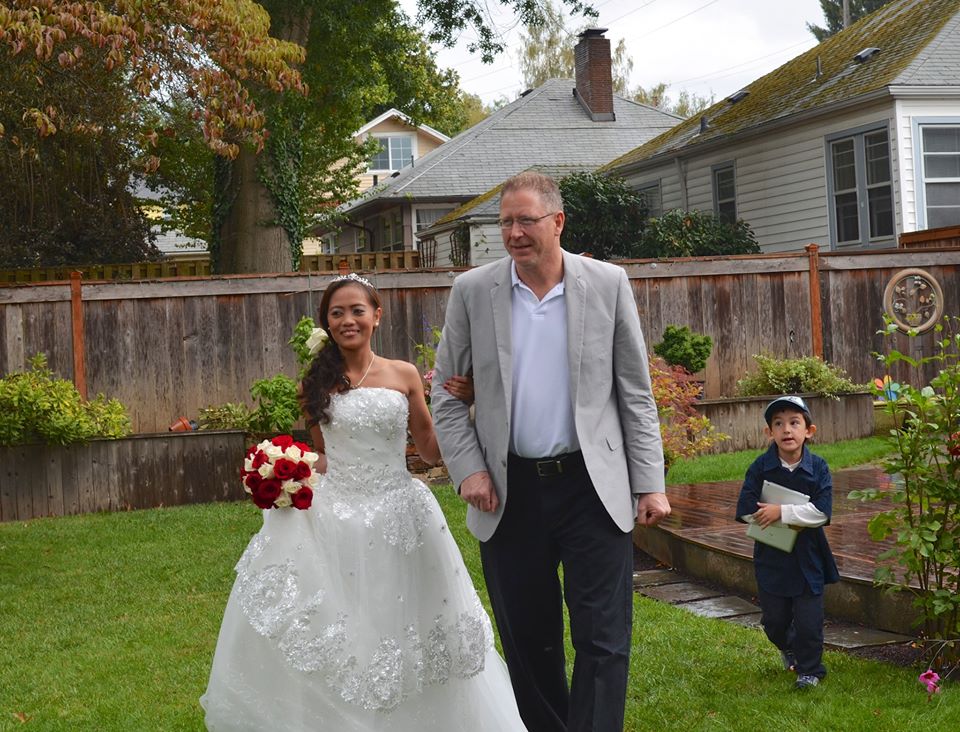 Pete walking Janet