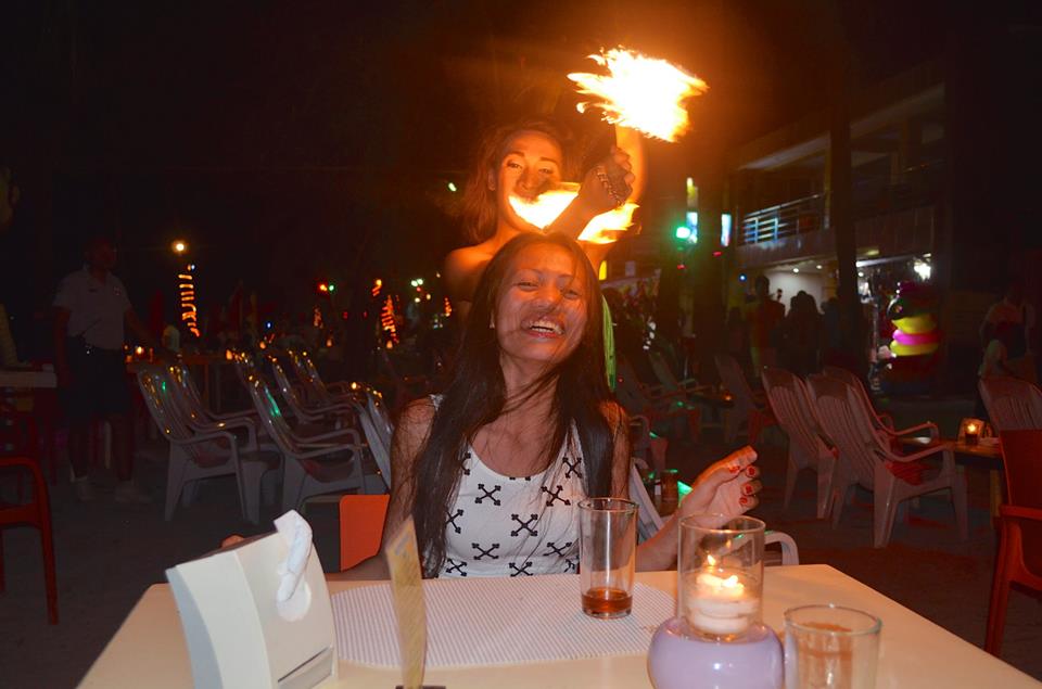 Fire dancer and Janet